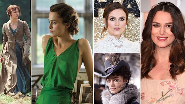 Montage of Keira Knightley in costume and on the red carpet