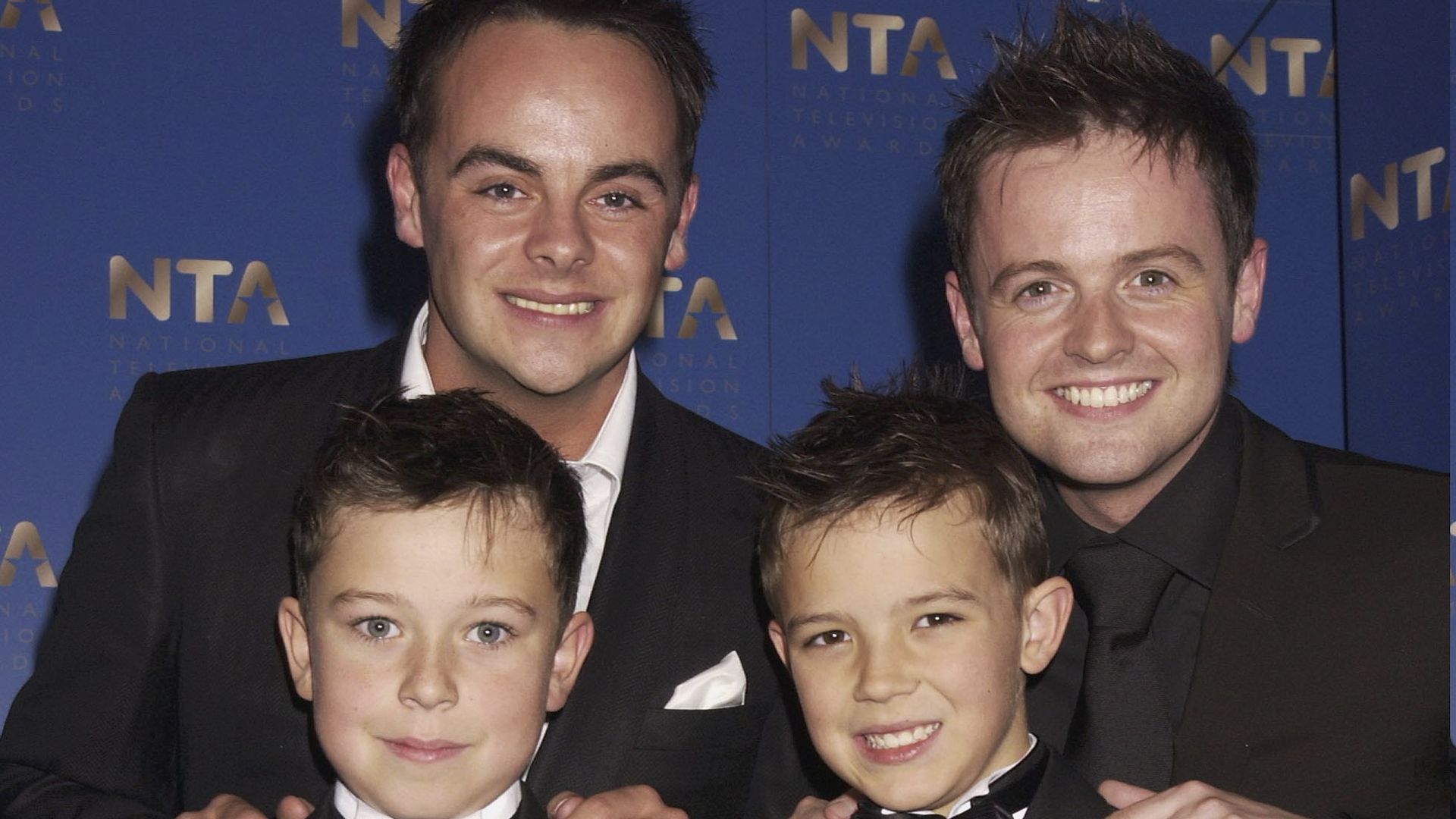 Ant McPartlin, Declan Donnelly, Little Ant and Little Dec attend the 2003 National TV Awards