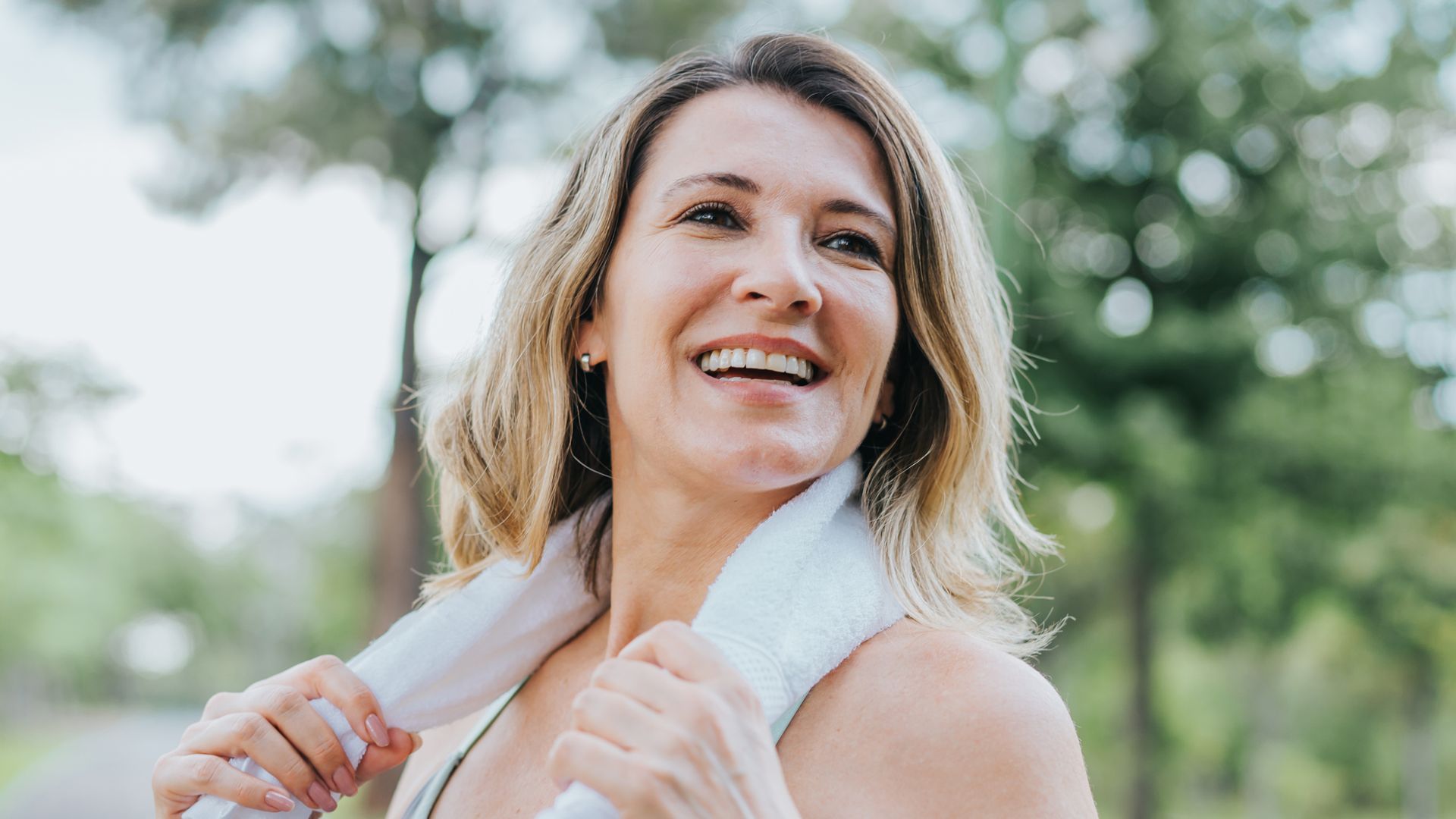 happy woman working out.