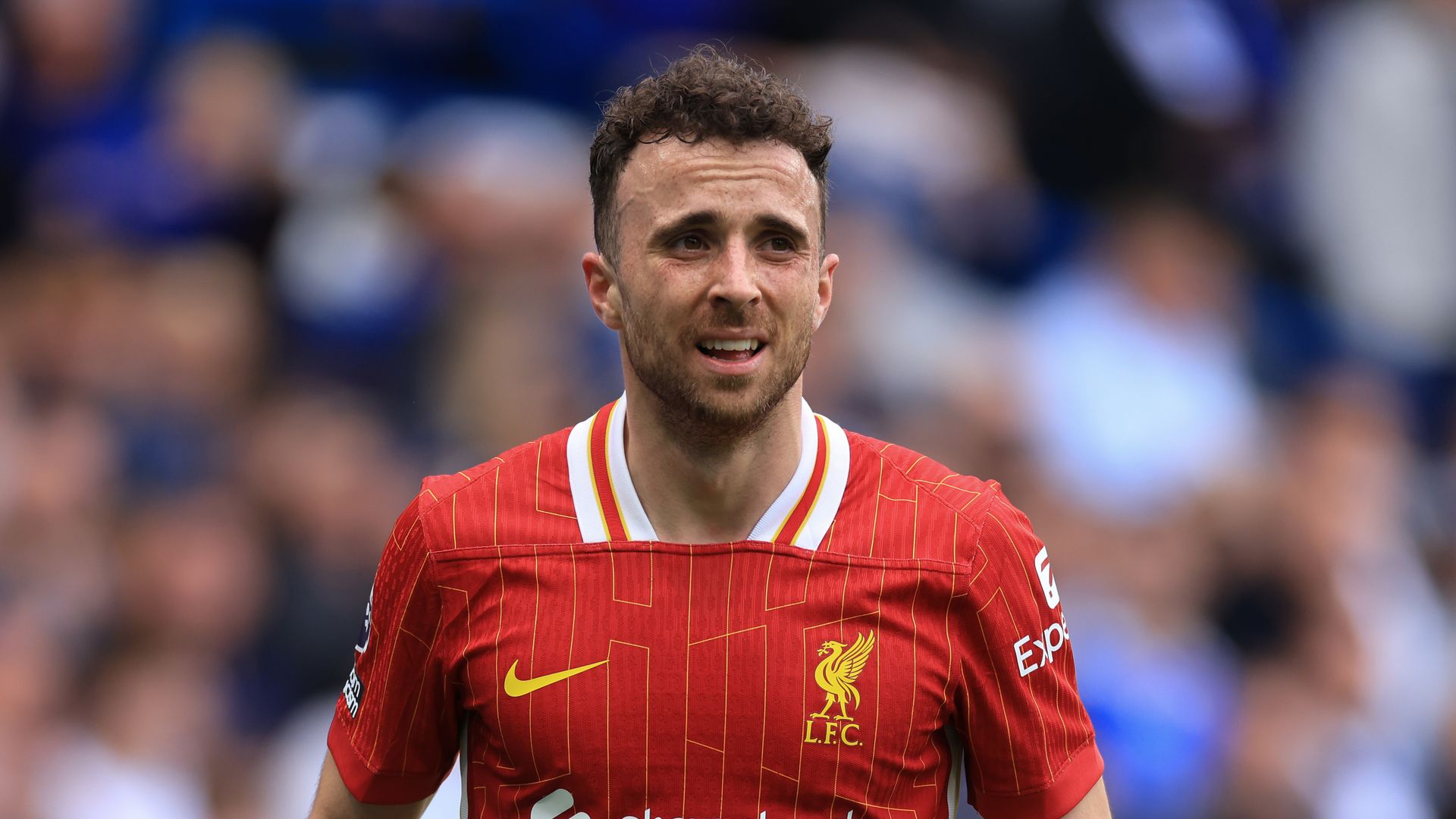 Diogo Jota in Liverpool kit on pitch