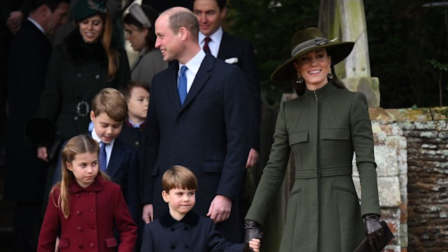 Wales family leaving church on Xmas Day in Sandringham