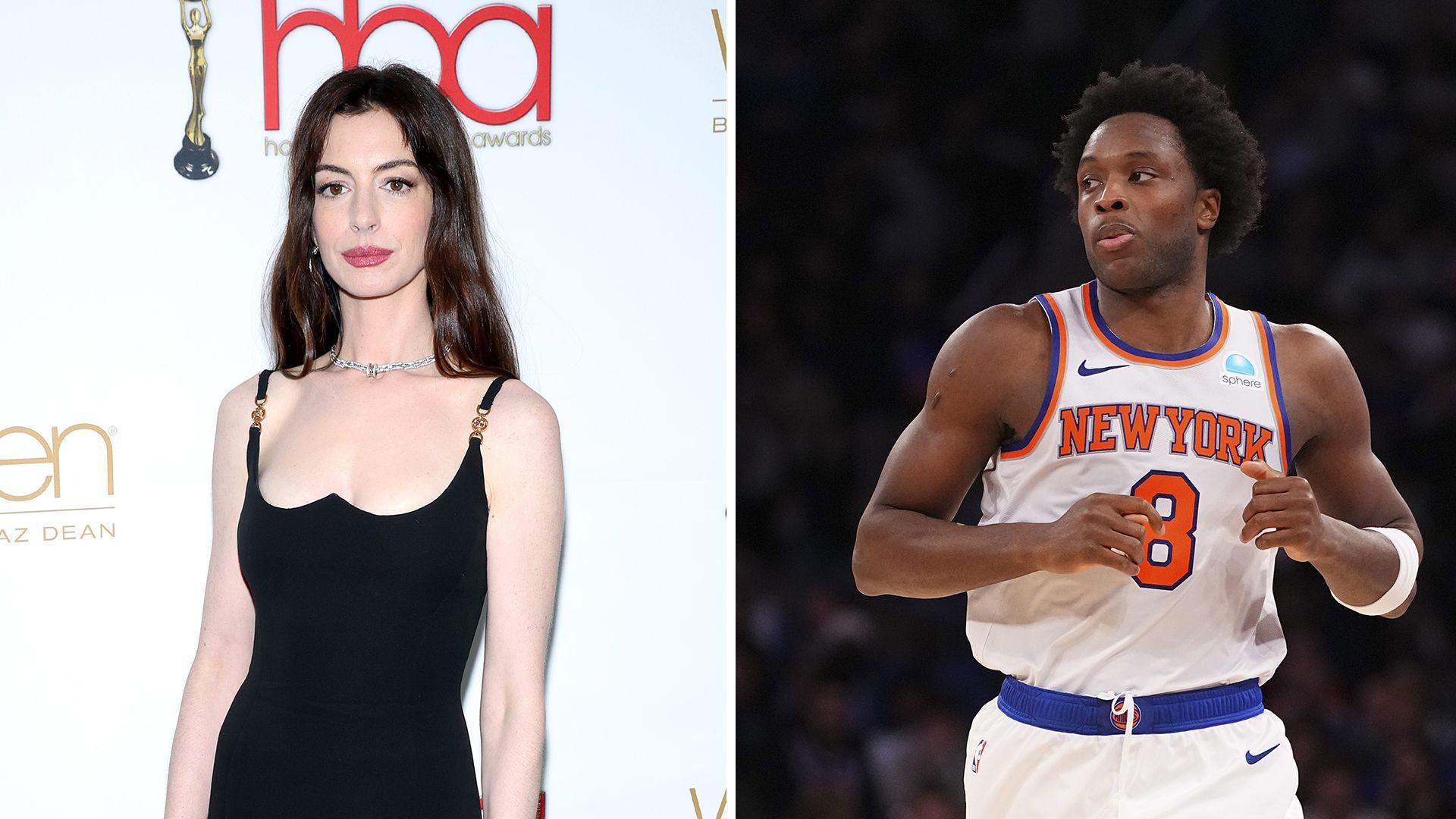 Anne Hathaway and son almost knocked over by 6’7 Knicks player during NBA game