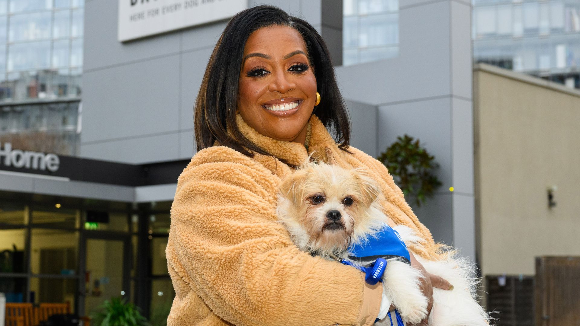 Alison Hammond with rescue dog Pip on For The Love of Dogs