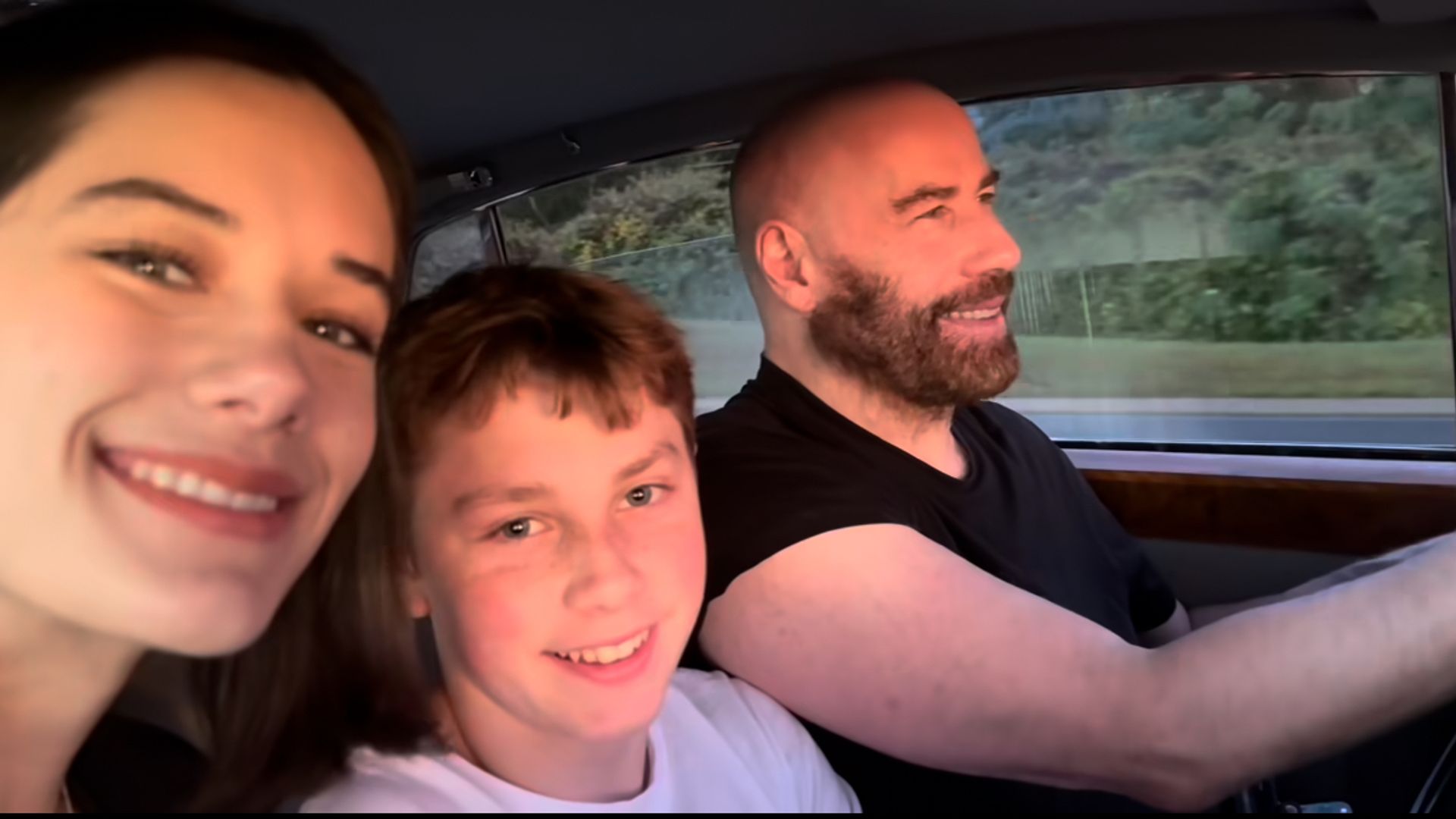 John Travolta on a Father's Day drive with his son Benjamin and daughter Ella Bleu