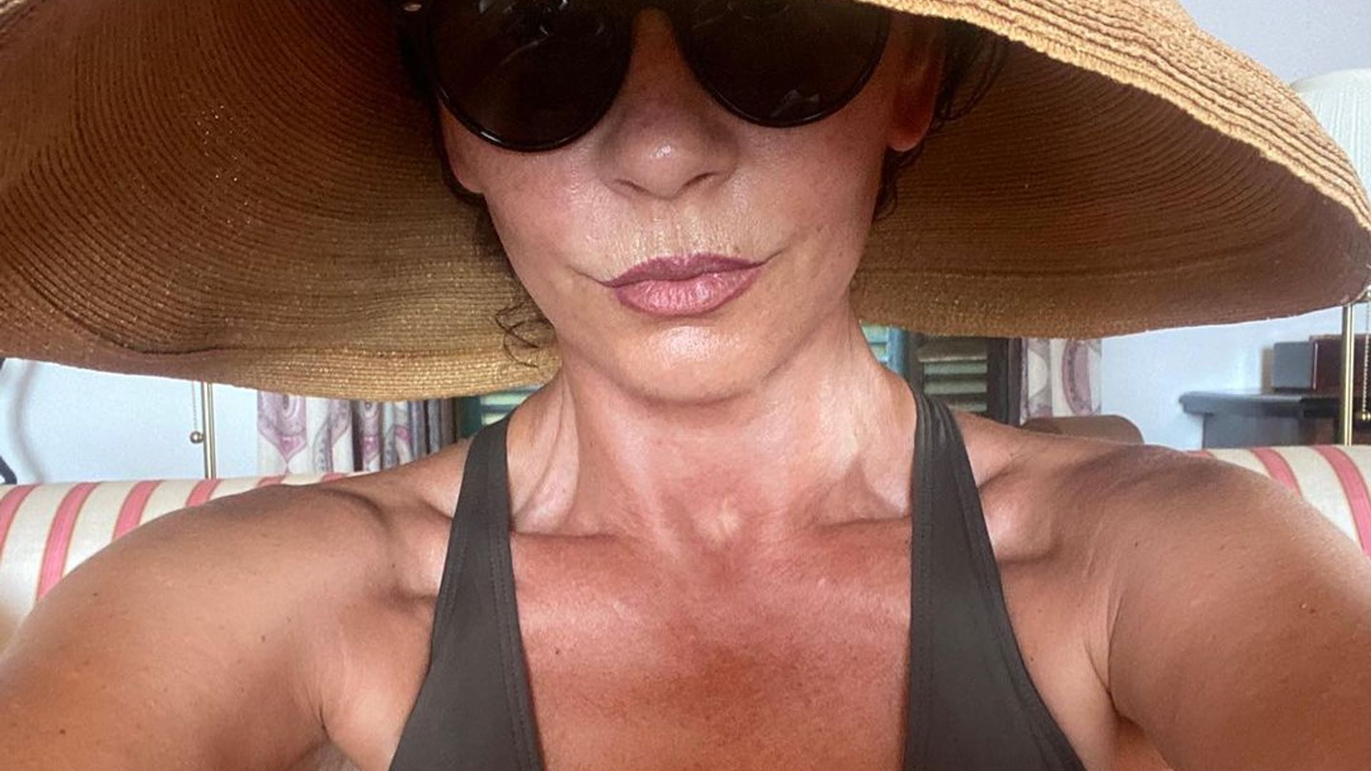 Catherine Zeta-Jones shares photos of herself in a plunging swimsuit on Instagram