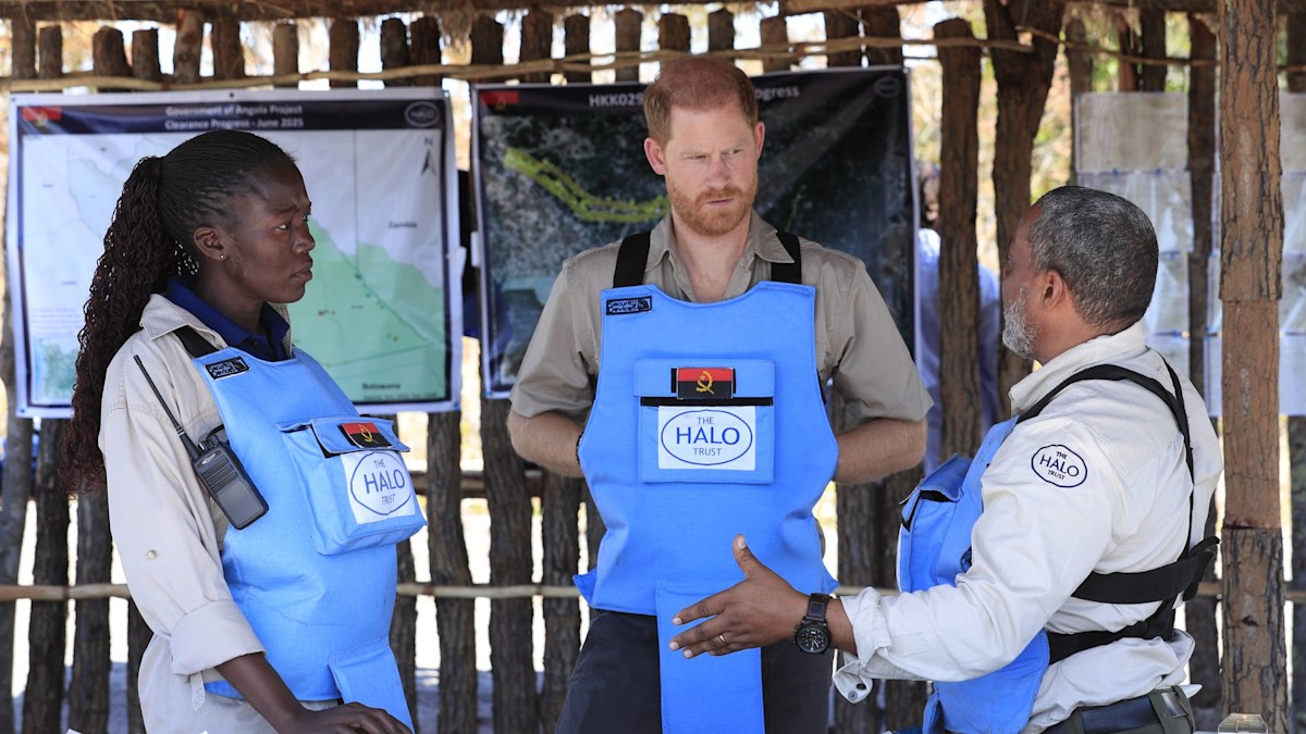 Prince Harry recreates Princess Diana's famous photo as he visits minefield