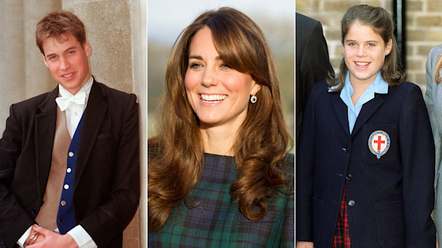 Prince William at Eton, Kate at St Andrews boarding school and Eugenie at St George's School