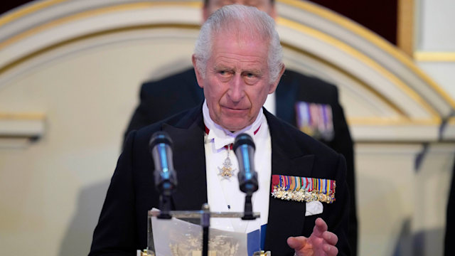 King Charles gives a speech to City of London at Mansion House