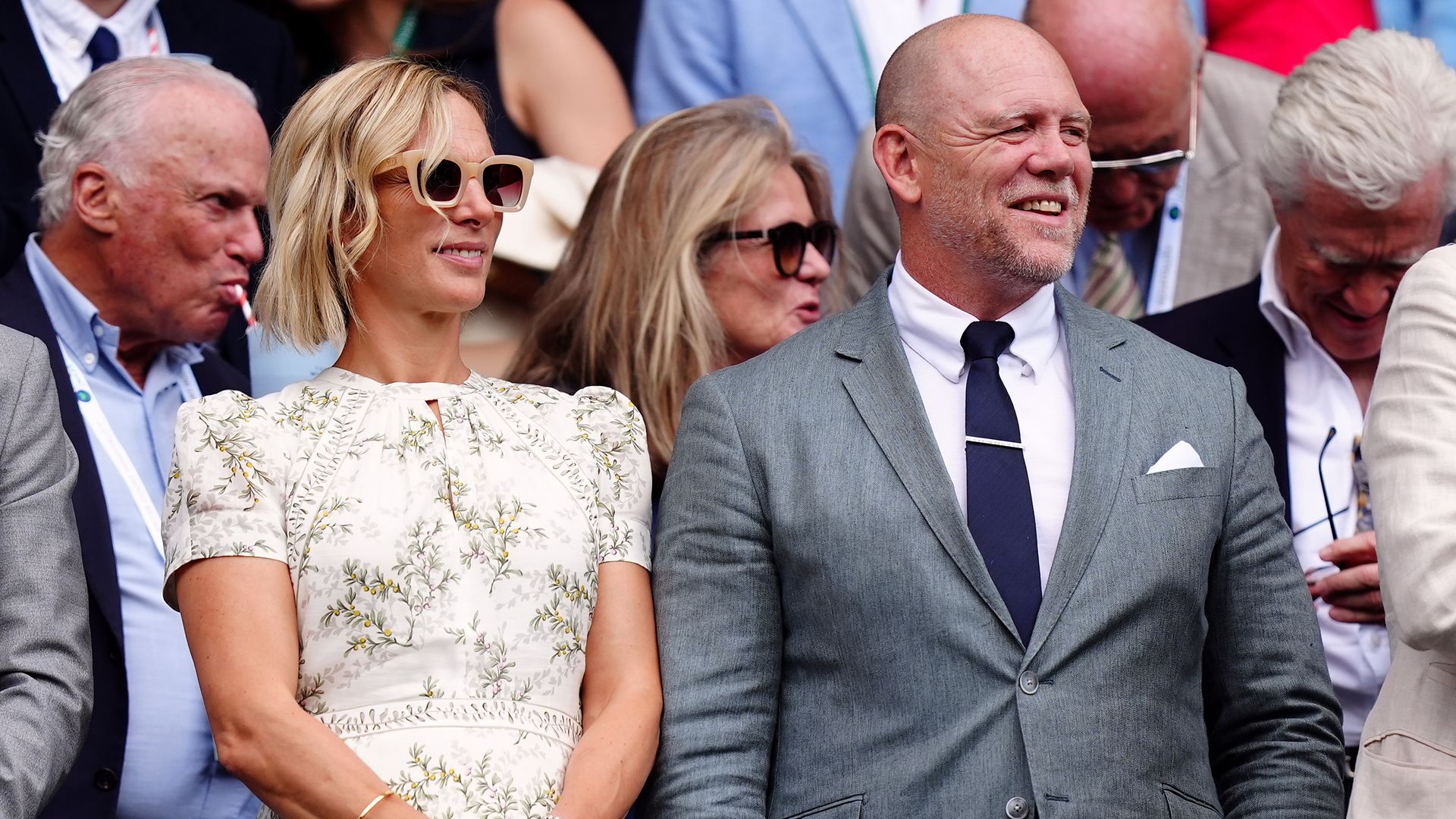 Zara Tindall and Mike Tindall on day ten of the 2024 Wimbledon Championships