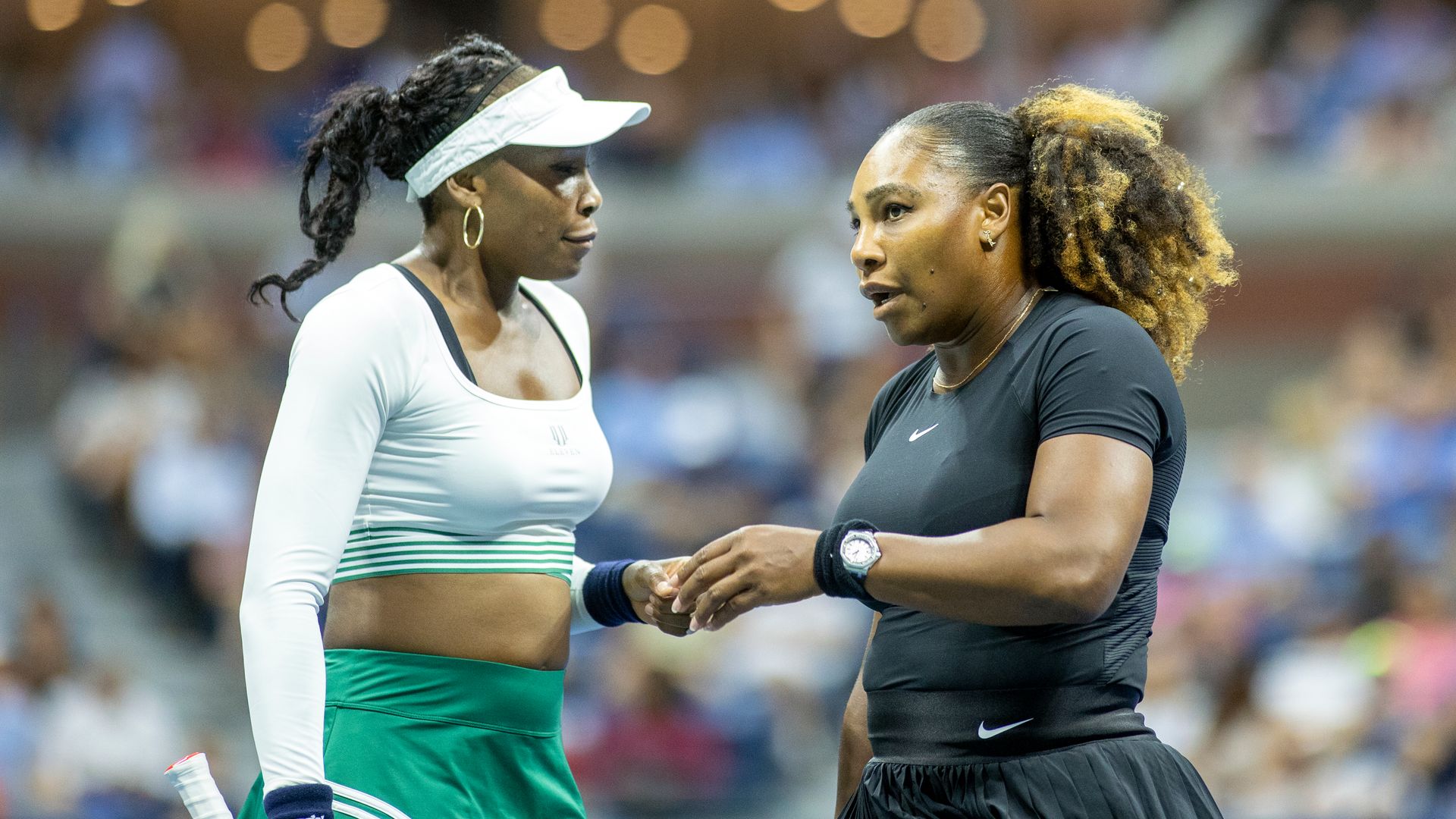Serena Williams and Venus Williams during the US Open Tennis Championship 2022 