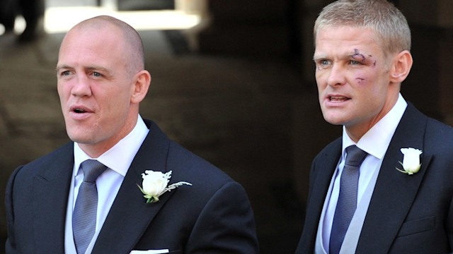 Mike Tindall and his best man Iain on his wedding day with Zara Tindall