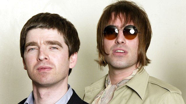 Noel and Liam Gallagher of rock band Oasis in 2003