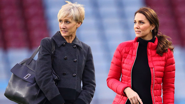 The then-Duchess of Cambridge accompanied by her Private Secretary Catherine Quinn in 2017