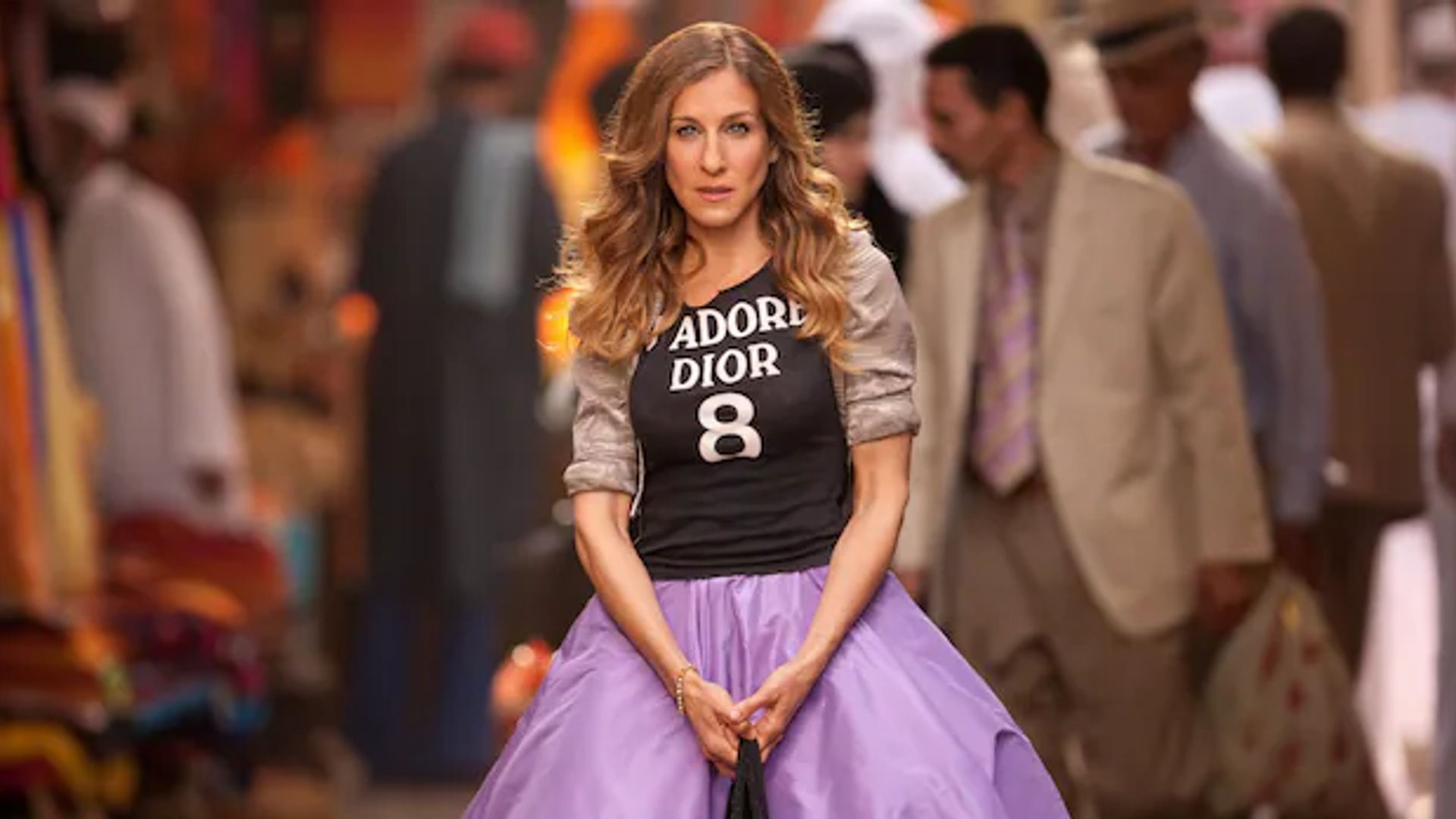 sex and the city still of carrie in dior ball top