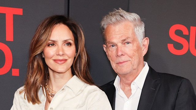 Katharine McPhee, David Foster at the "Sunset Blvd." Opening Night on Broadway at St. James Theatre on October 20, 2024 in New York, New York.