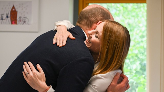 Geri Horner hugs Prince William, Newport