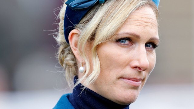 Zara Tindall looking to the side looking suspicious