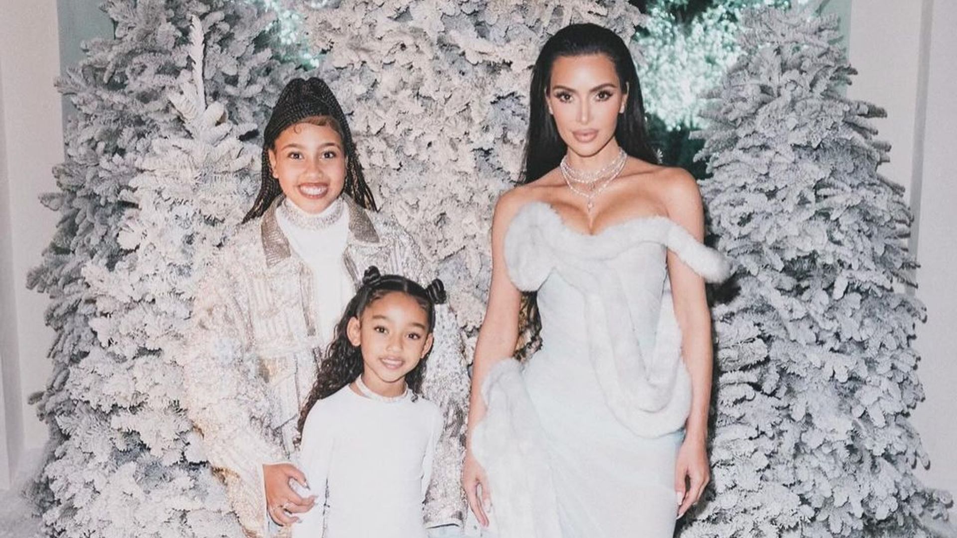 Kim Kardashian with daughters North and Chicago on Christmas Eve