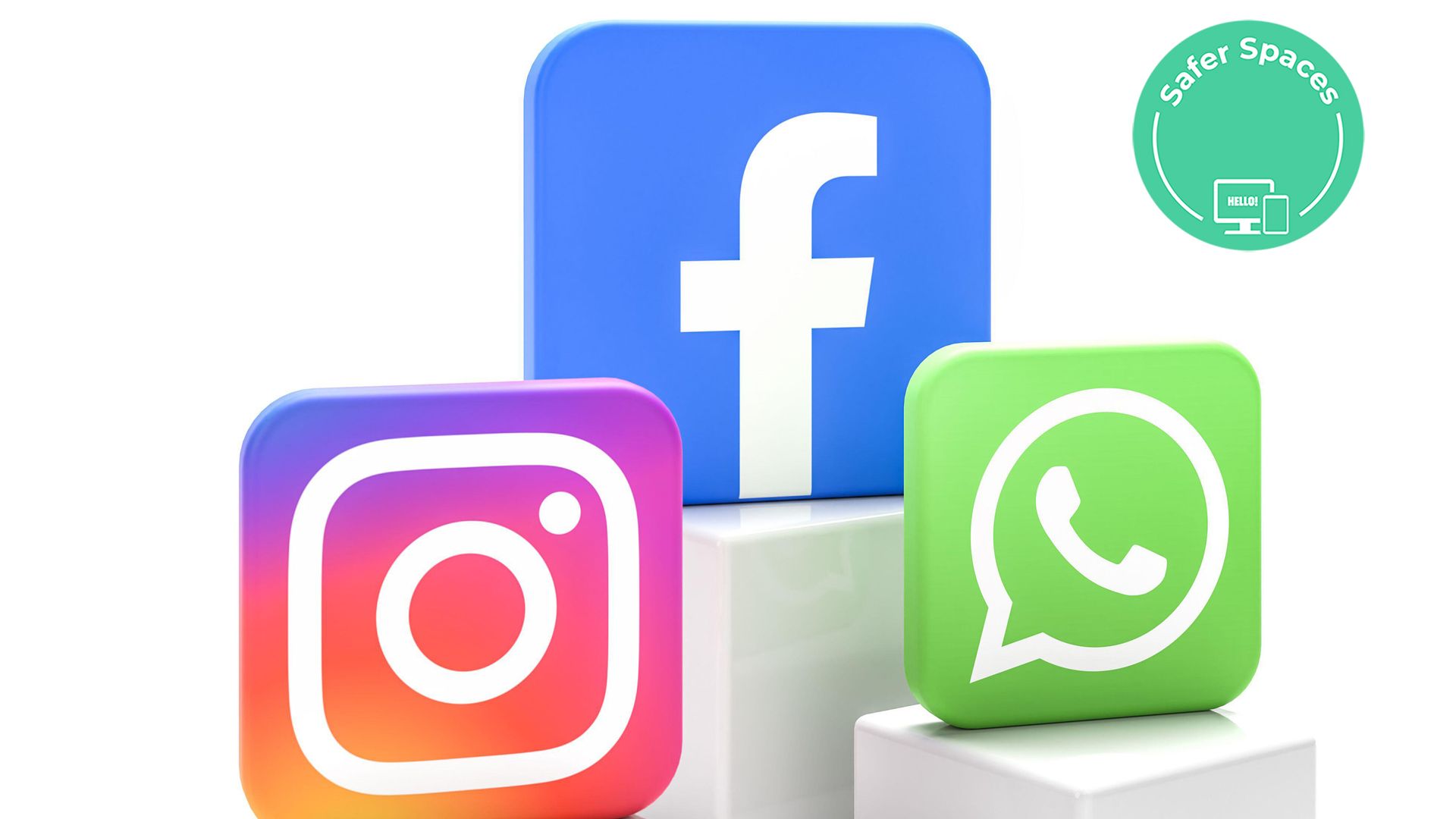  Logos of the Social Media companies Facebook, Instagram and Whatsapp. 