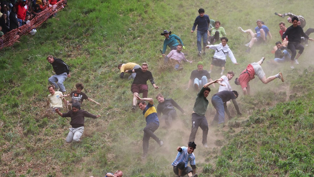 Cheese rolling festival 'flying man' health update as video goes viral