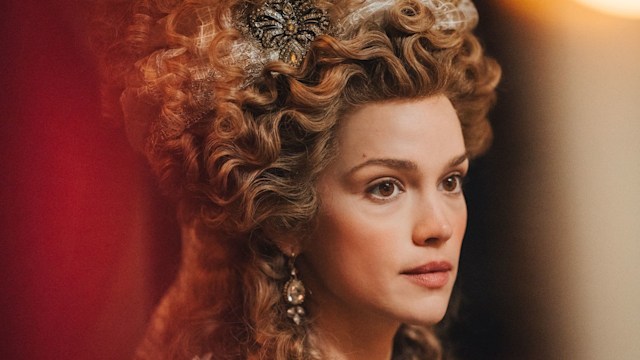 close-up woman with curly hair