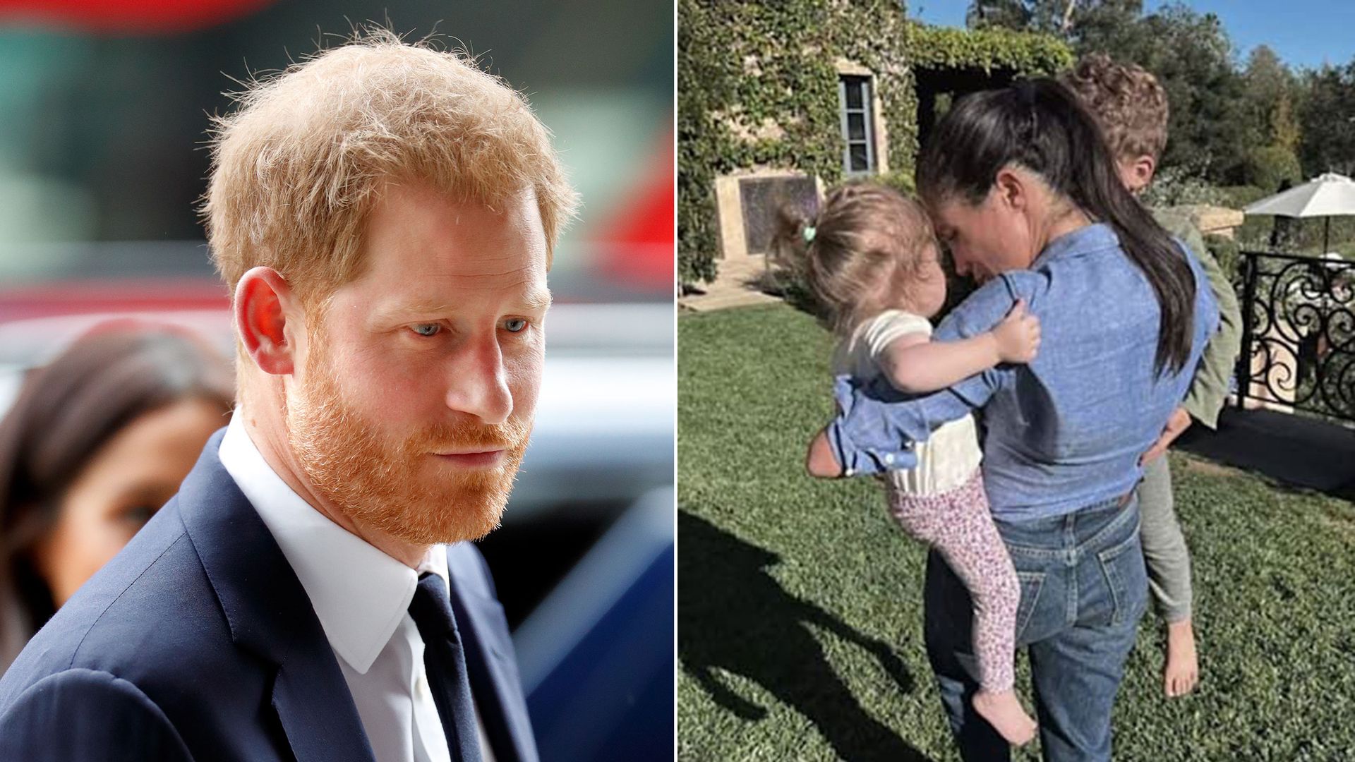 Prince Harry and Meghan with Archie and Lilibet