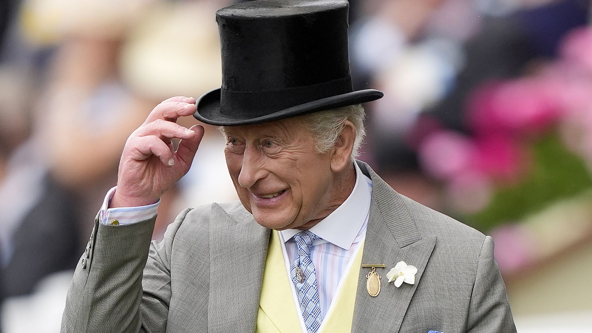 King Charles beams as he's joined by Queen Camilla and Princess Eugenie at Royal Ascot