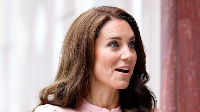 Princess of Wales looks shocked as she clasps her hands together