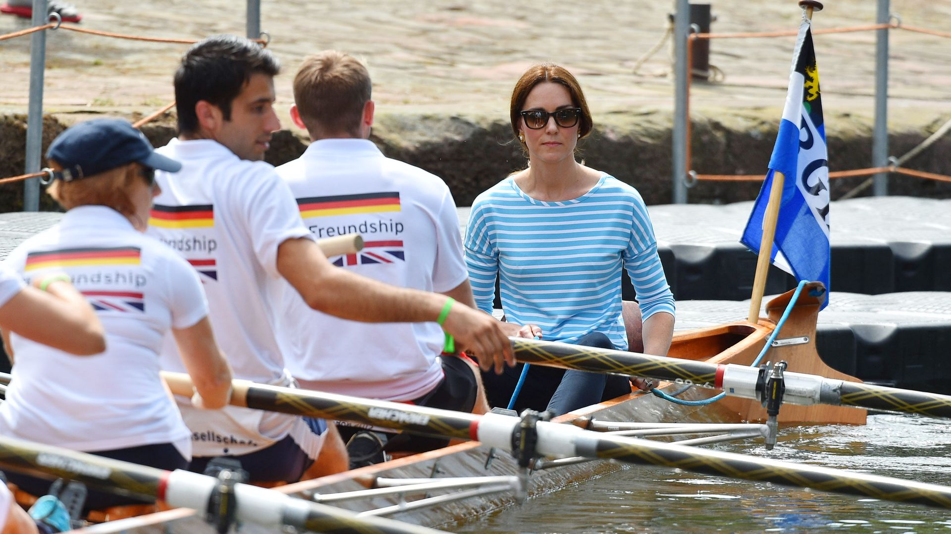 Princess Kate on a row boat with German rowers