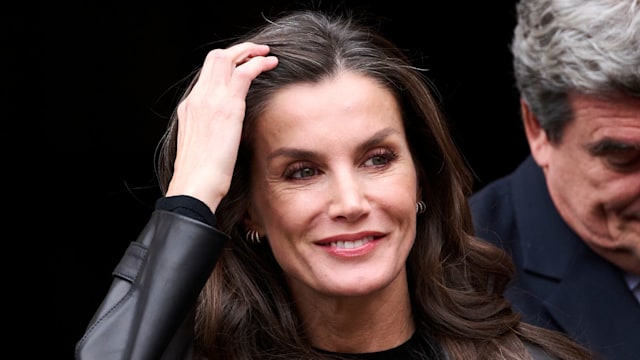 Queen Letizia of Spain in black jacket