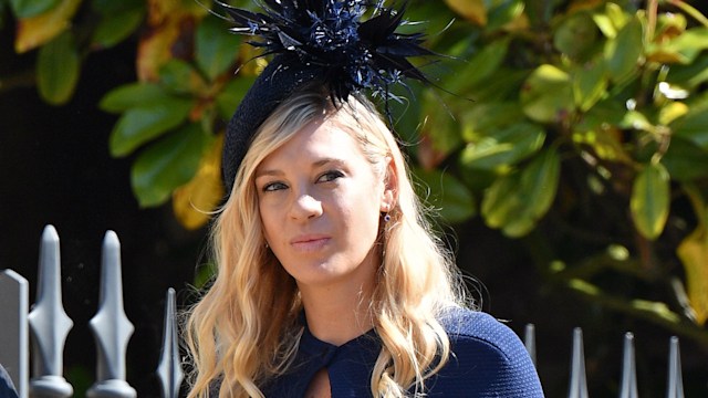 Chelsy Davy in a blue dress