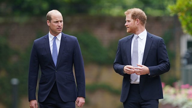 William and Harry walking through Sunken Garden