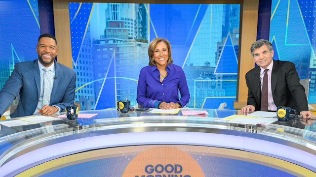 Michael Strahan, Robin Roberts, and George Stephanopoulos on Good Morning America