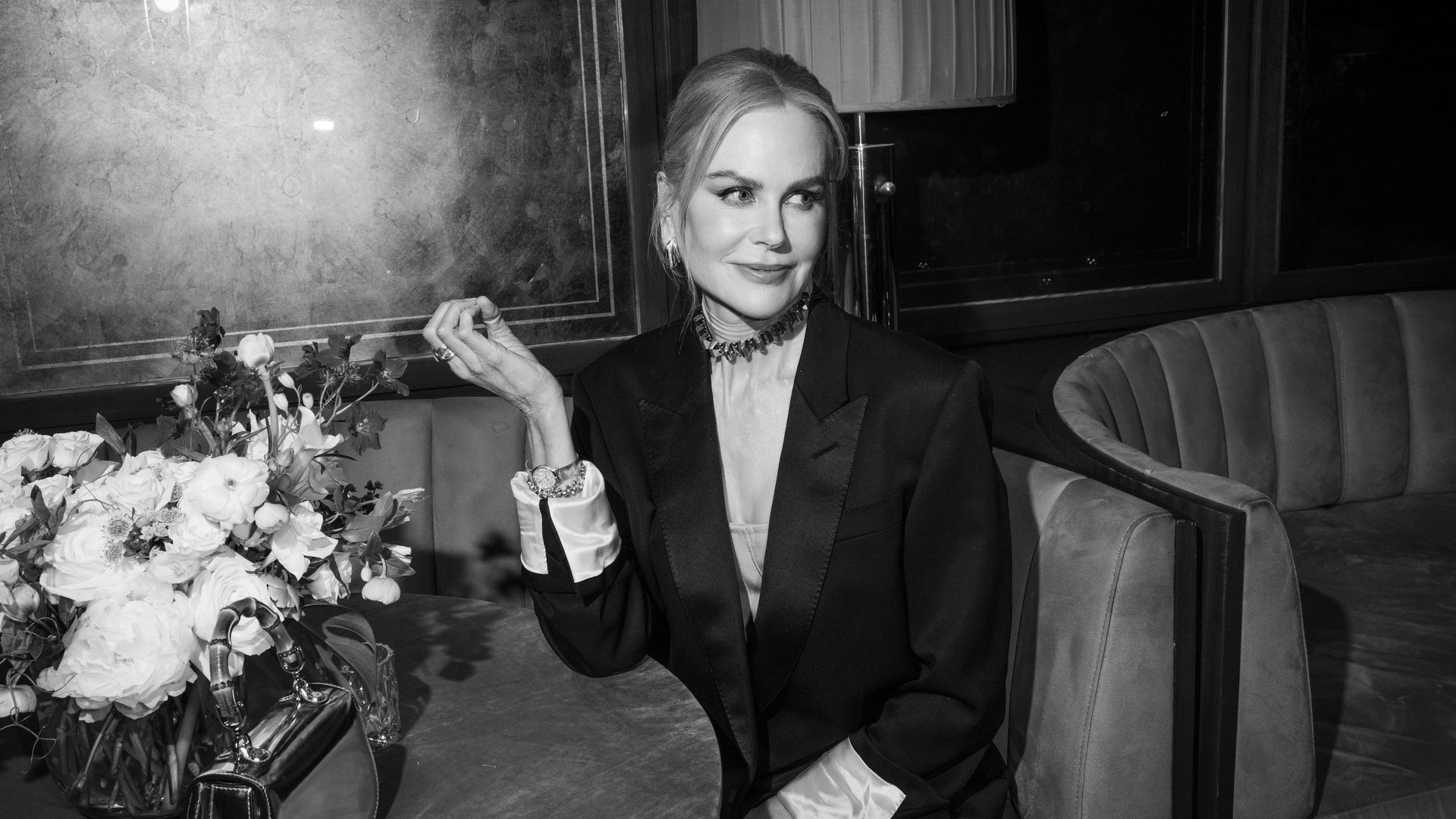 Nicole Kidman in black-and-white