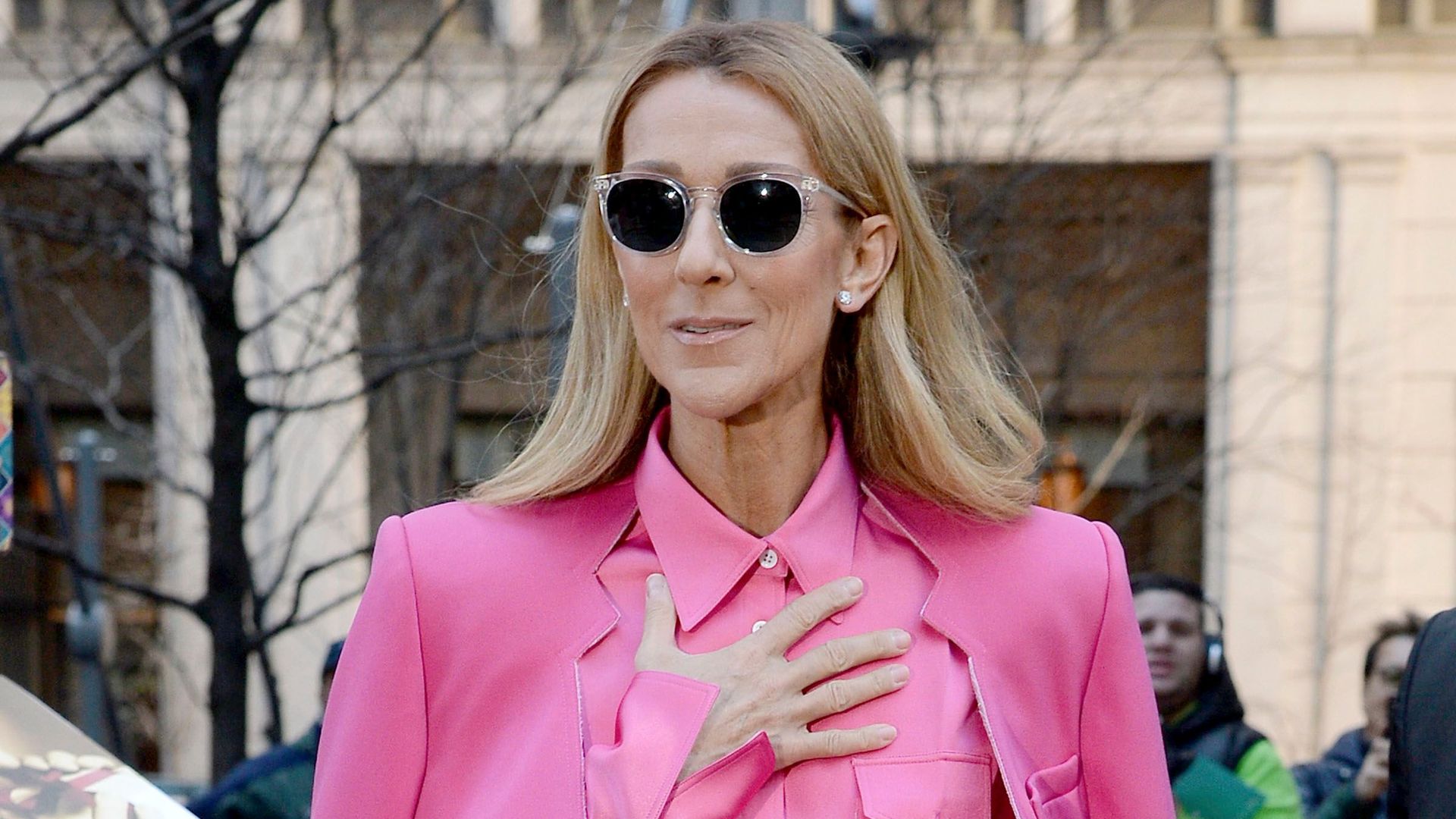 Celine Dion out and about in New York wearing pink