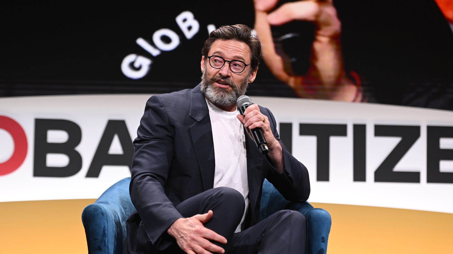 NEW YORK, NEW YORK - APRIL 27: Hugh Jackman speaks at Global Citizen NOW Summit at The Glasshouse on April 27, 2023 in New York City. (Photo by Noam Galai/Getty Images for Global Citizen)