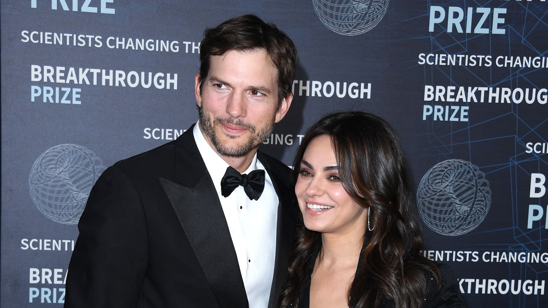 Ashton Kutcher, Mila Kunis arrives at the 9th Annual Breakthrough Prize Ceremony at Academy Museum of Motion Pictures on April 15, 2023 in Los Angeles, California