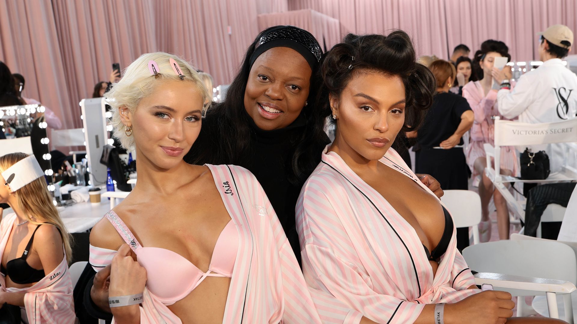 pat macgrath and the Victoria secret fashion show with iris law and paloma elsesser 