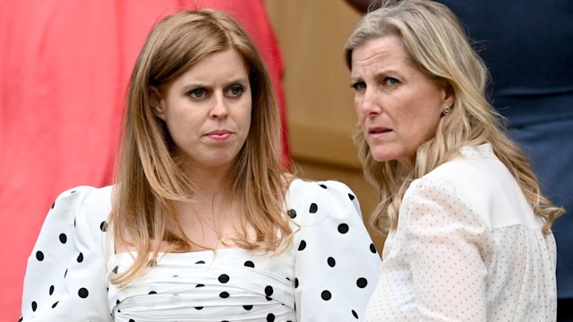 Princess Beatrice, Mrs Edoardo Mapelli Mozzi and Sophie, Countess of Wessex attend Wimbledon Championships Tennis Tournament at All England Lawn Tennis and Croquet Club on July 08, 2021 in London, England.