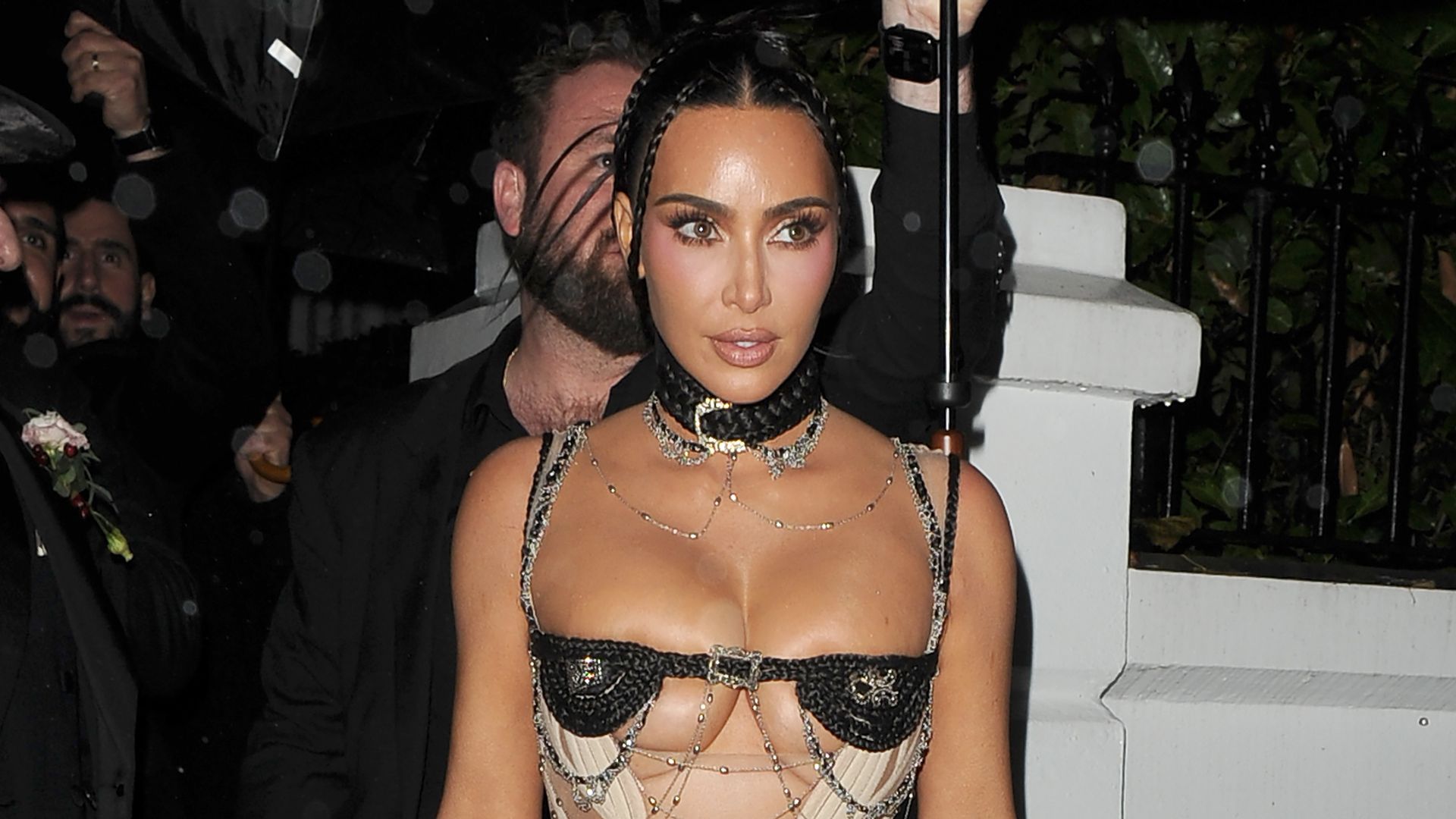 Kim Kardashian in corset dress