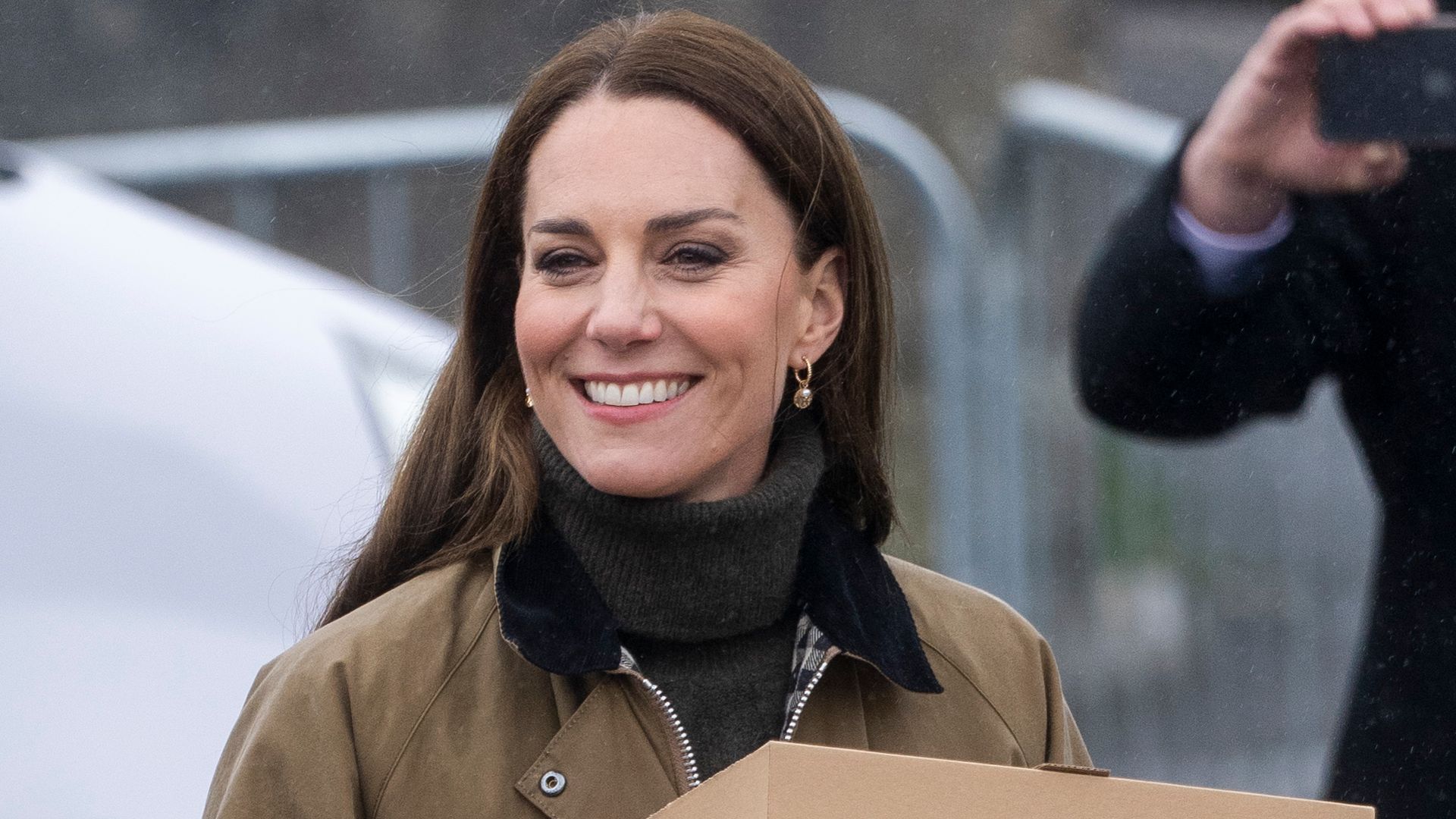 Kate Middleton wearing a barbour coat