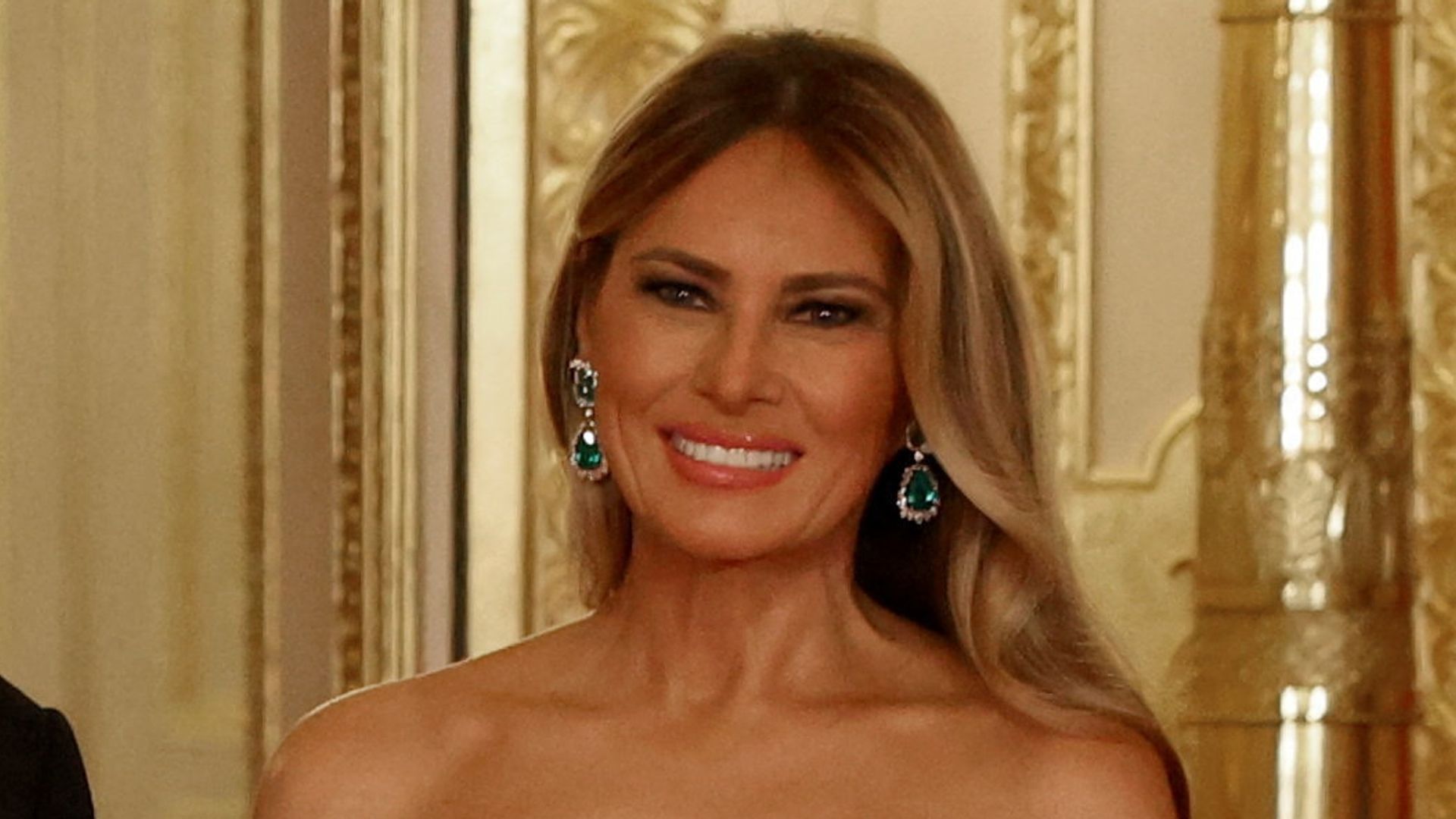U.S. President Donald Trump and first lady Melania Trump pose for a photo at the State Banquet at Windsor Castle during the State visit by the President of the United States of America on September 17, 2025 in Windsor, England. President Trump is in England from Sept. 16-18 on his second UK state visit, with the previous one taking place in 2019 during his first presidential term