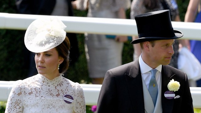 Kate Middleton and Prince William looking sad and concerned