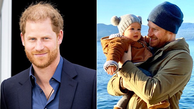 Harry in a suit, and Harry and Archie wearing hats