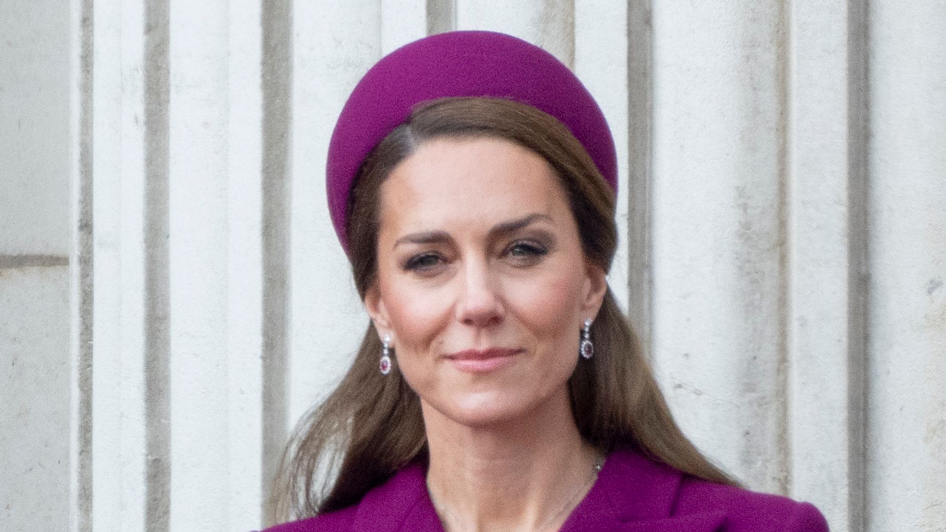 Kate Middleton watches the flypast from the balcony of Buckingham Palace