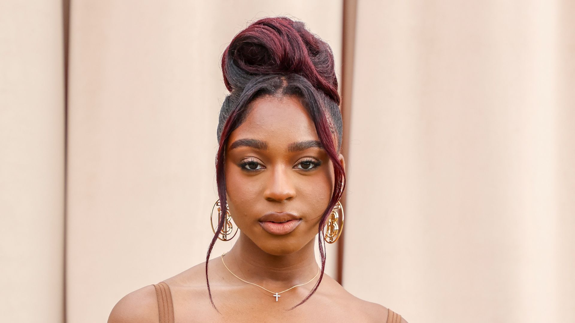 Normani Kordei in brown dress at Burberry Spring Summer 2023 Runway Show