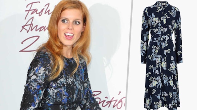 princess beatrice dark blue floral dress m and s