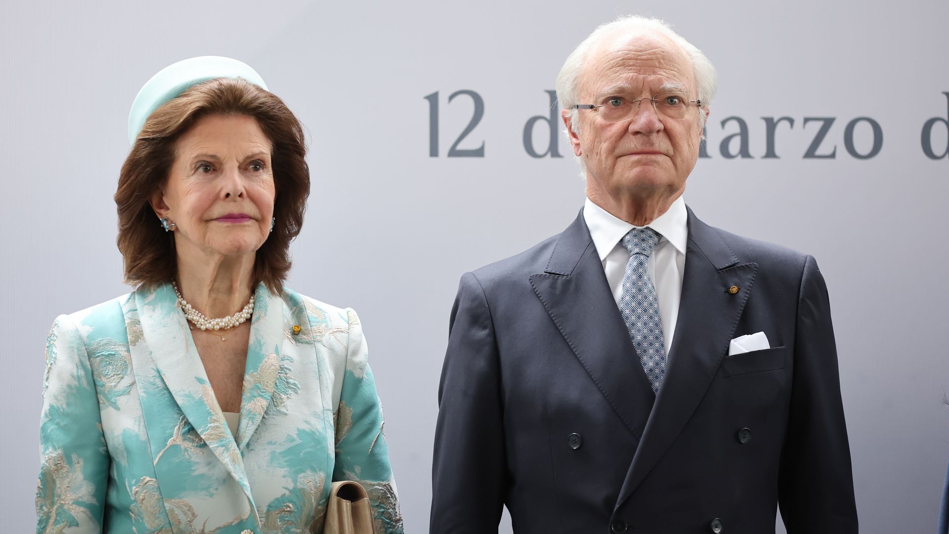 Queen Silvia and King Carl Gustaf at a ceremony in Mexico