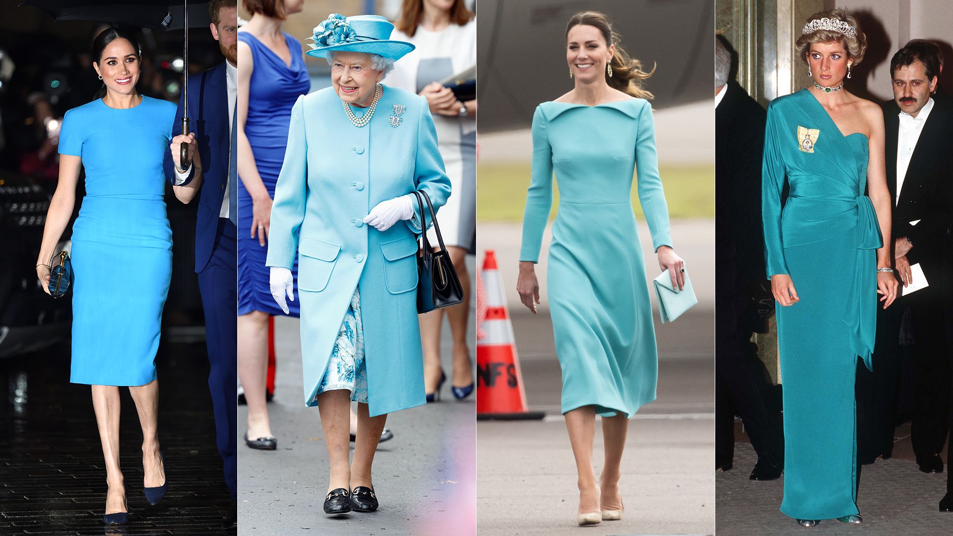 7 royals in amazing aqua! Princess Kate, Princess Diana and more