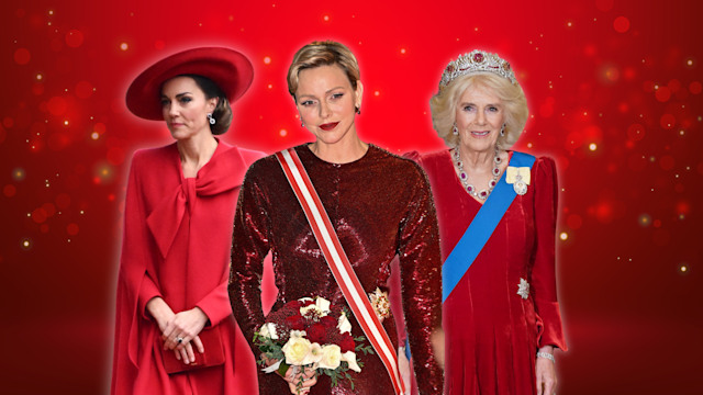 Princess of Wales, Princess Charlene and Queen Camilla wearing red